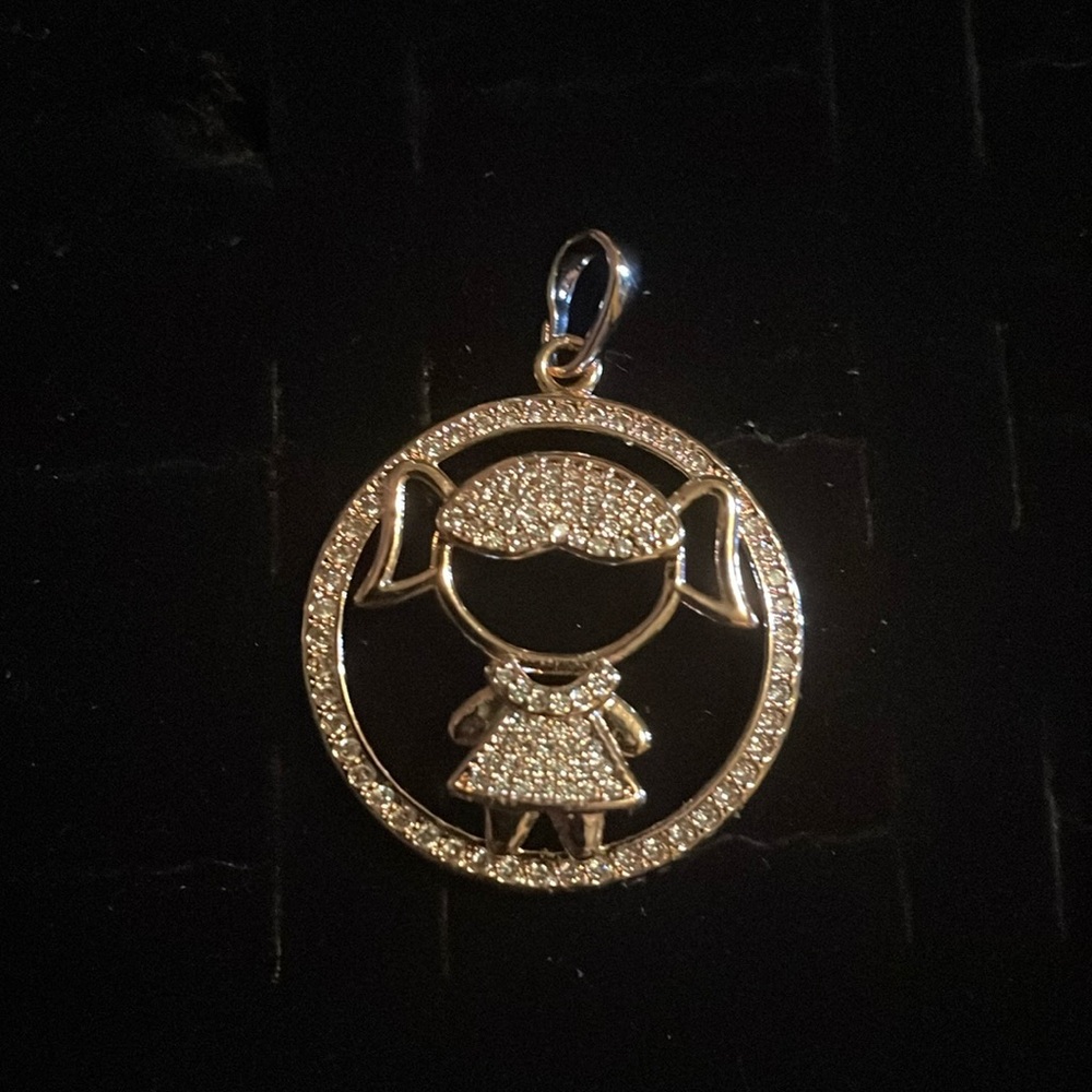 Rose gold necklace pendant little girl with crystals